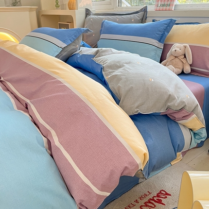 91家纺网 家纺一手货源 找家纺 （总）棉立方家纺 2023新款全棉喷气印花四件套 风格2-床笠款四件套