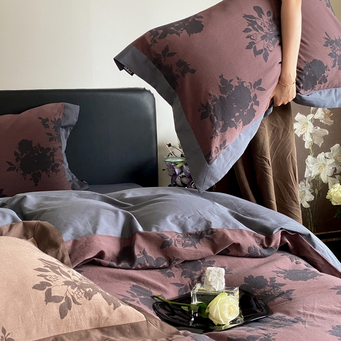 91家纺网 家纺一手货源 找家纺 赫帛 2024新款60支全棉色织提花水洗棉-伊芙 伊芙-玫瑰棕