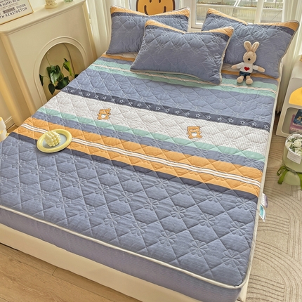 91家纺网 家纺一手货源 找家纺 （总）棉立方家纺 2023新款全棉夹棉喷气印花四件套及单品-单床笠