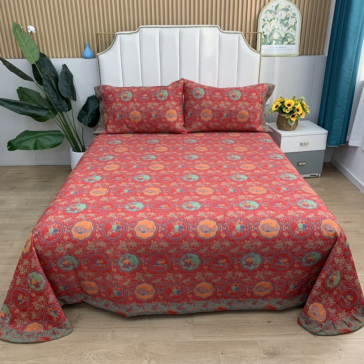 91家纺网 家纺一手货源 找家纺 鲁爱 2025新款三层纱床盖款四件套 事事如意