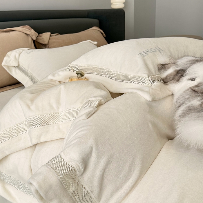 91家纺网 家纺一手货源 找家纺 榻尚 2024新款高绒公主绒四件套-低调的华丽 低调的华丽-象牙白