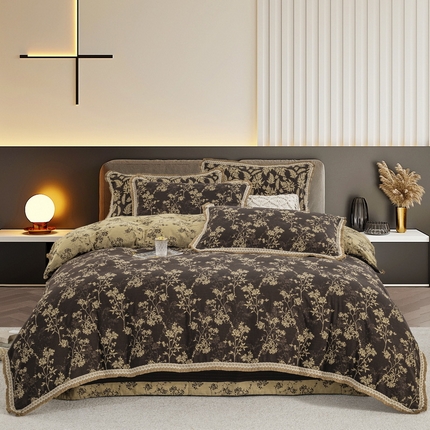 91家纺网 家纺一手货源 找家纺 （总）鲁爱 2025新款全棉色织双层纱布流苏款四件套