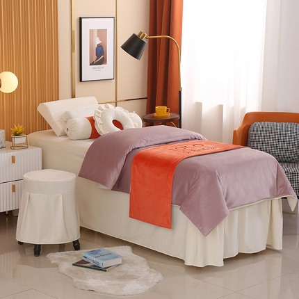 91家纺网 家纺一手货源 找家纺 琪宝阁 2024新款立丝绒美 容床罩套件-欧若拉 豆沙米色床罩
