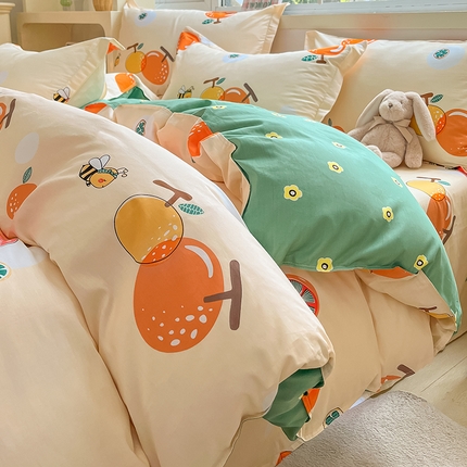 91家纺网 家纺一手货源 找家纺 （总）棉立方家纺 2023新款全棉喷气印花四件套 风格2-床笠款四件套