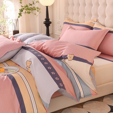 91家纺网 家纺一手货源 找家纺 （总）棉立方家纺 2023新款全棉喷气印花四件套及单品-床笠款四件套