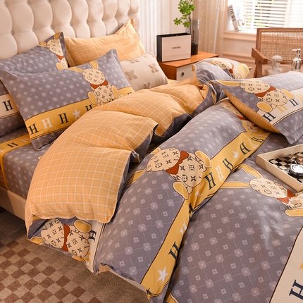 91家纺网 家纺一手货源 找家纺 （总）棉立方家纺 2023新款全棉喷气印花四件套及单品-床笠款四件套