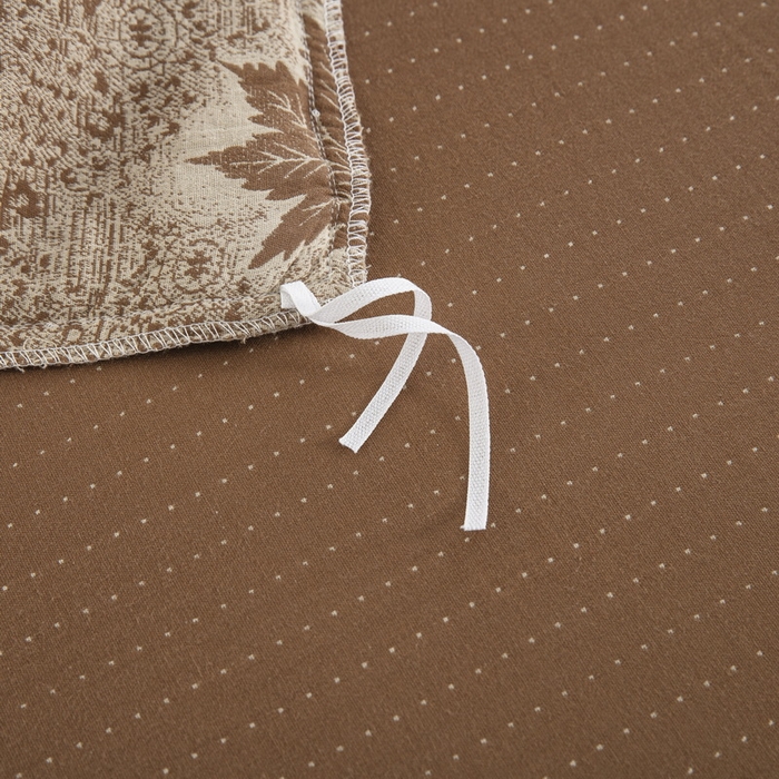 91家纺网 家纺一手货源 找家纺 鲁爱 2025新款全棉色织双层纱布流苏款四件套 秋韵-浅咖