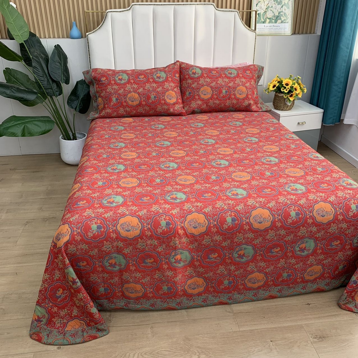 91家纺网 家纺一手货源 找家纺 鲁爱 2025新款三层纱床盖款四件套 事事如意