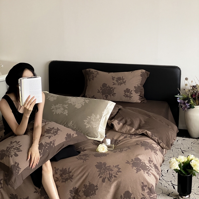 91家纺网 家纺一手货源 找家纺 赫帛 2024新款60支全棉色织提花水洗棉-伊芙 伊芙-咖色