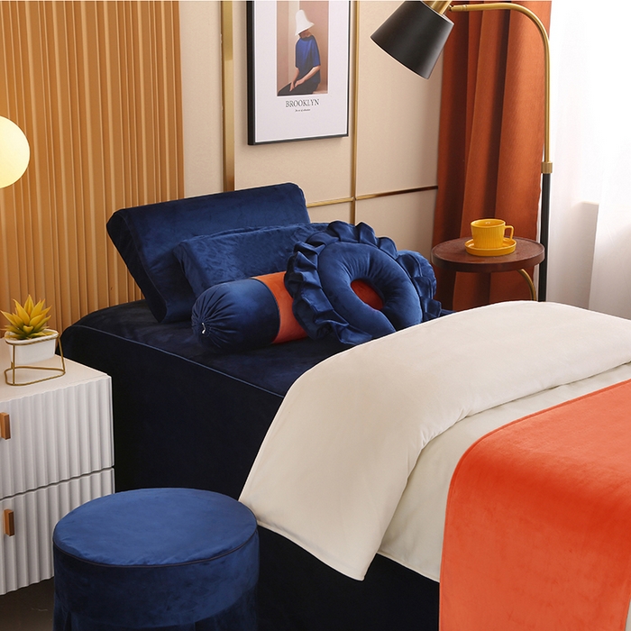 91家纺网 家纺一手货源 找家纺 琪宝阁 2024新款立丝绒美 容床罩套件-欧若拉 深蓝