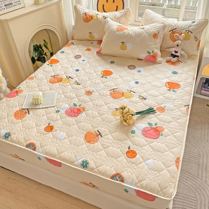 91家纺网 家纺一手货源 找家纺 （总）棉立方家纺 2023新款全棉夹棉喷气印花四件套及单品-单床笠