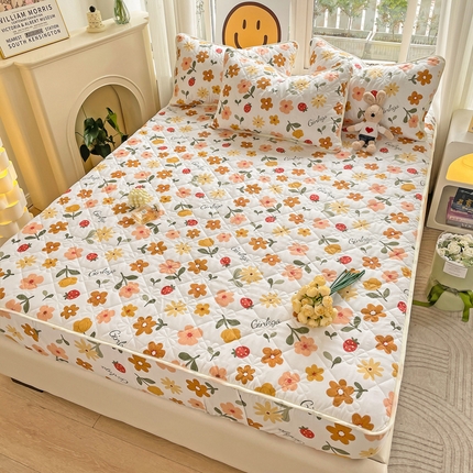 91家纺网 家纺一手货源 找家纺 （总）棉立方家纺 2023新款全棉夹棉喷气印花四件套及单品-单床笠