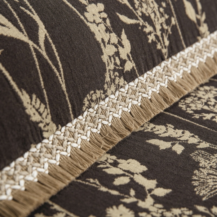 91家纺网 家纺一手货源 找家纺 鲁爱 2025新款全棉色织双层纱布流苏款四件套 云影-深咖