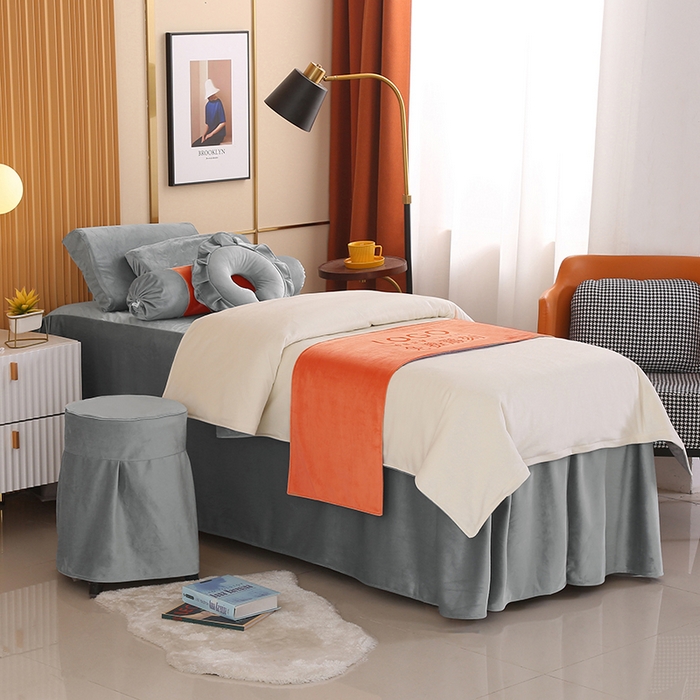 91家纺网 家纺一手货源 找家纺 琪宝阁 2024新款立丝绒美 容床罩套件-欧若拉 浅灰