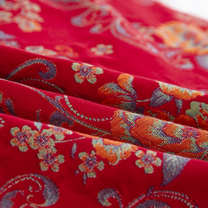 91家纺网 家纺一手货源 找家纺 鲁爱 2025新款三层纱床盖款四件套 陌上花开-红