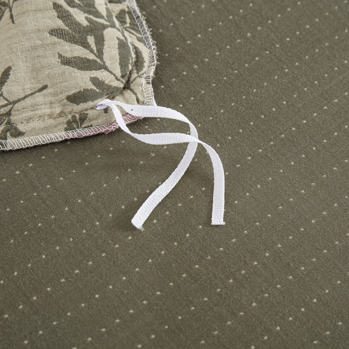 91家纺网 家纺一手货源 找家纺 鲁爱 2025新款全棉色织双层纱布流苏款四件套 扶苏-绿