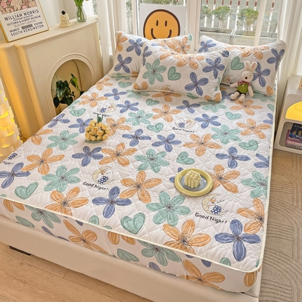 91家纺网 家纺一手货源 找家纺 （总）棉立方家纺 2023新款全棉夹棉喷气印花四件套及单品-单床笠