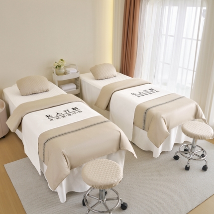 91家纺网 家纺一手货源 找家纺 乐逸家纺 2024新款全棉花边系列四季美 容床罩 全棉花边驼拼白