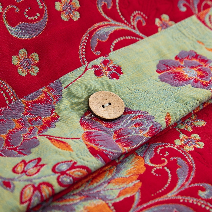 91家纺网 家纺一手货源 找家纺 鲁爱 2025新款三层纱床盖款四件套 陌上花开-红