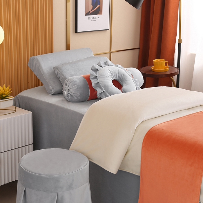 91家纺网 家纺一手货源 找家纺 琪宝阁 2024新款立丝绒美 容床罩套件-欧若拉 蓝灰