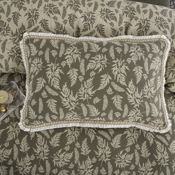 91家纺网 家纺一手货源 找家纺 鲁爱 2025新款全棉色织双层纱布流苏款四件套 扶苏-绿