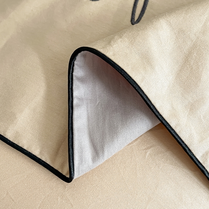 91家纺网 家纺一手货源 找家纺 一帆毯业 2024新款全棉纯色刺绣麻绳滚边四件套 奶茶+山灰