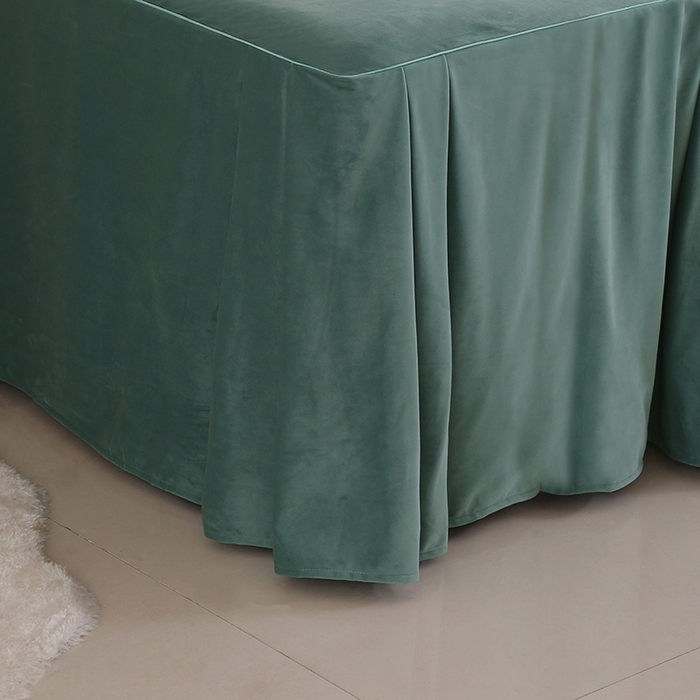 91家纺网 家纺一手货源 找家纺 琪宝阁 2024新款立丝绒美 容床罩套件-欧若拉 绿色
