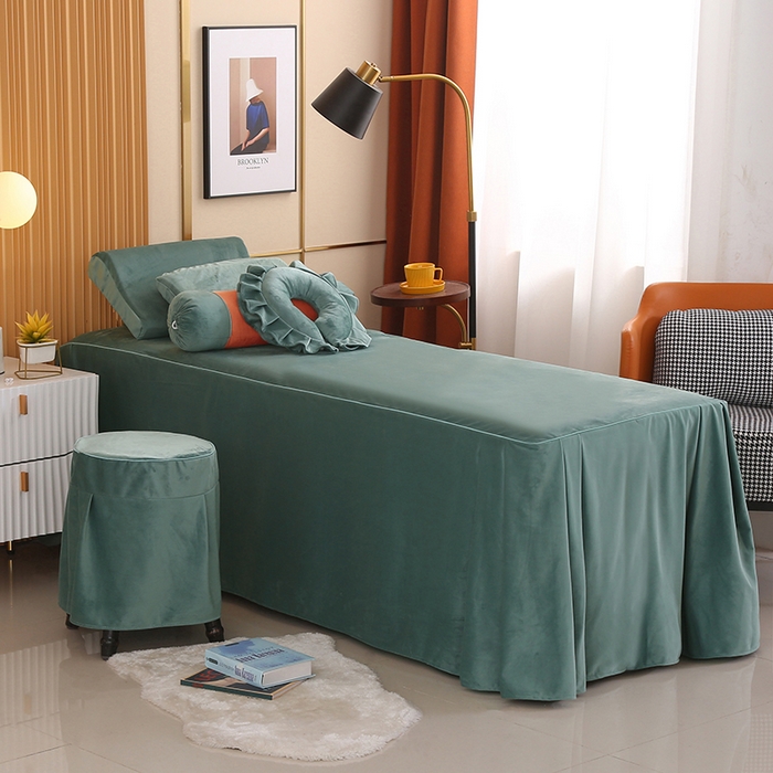 91家纺网 家纺一手货源 找家纺 琪宝阁 2024新款立丝绒美 容床罩套件-欧若拉 绿色