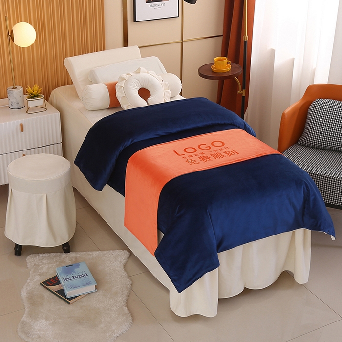 91家纺网 家纺一手货源 找家纺 琪宝阁 2024新款立丝绒美 容床罩套件-欧若拉 深蓝