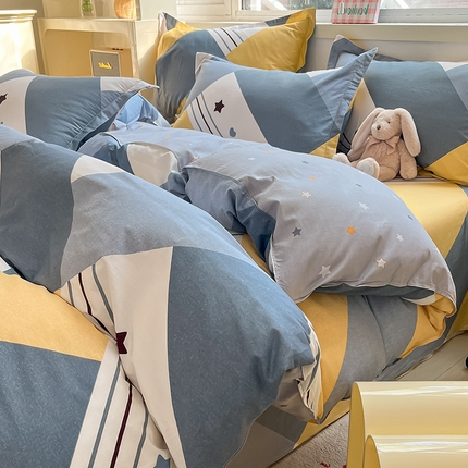 91家纺网 家纺一手货源 找家纺 （总）棉立方家纺 2023新款全棉喷气印花四件套 风格2-床笠款四件套