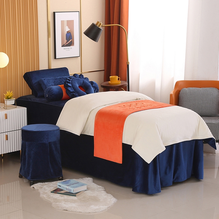 91家纺网 家纺一手货源 找家纺 琪宝阁 2024新款立丝绒美 容床罩套件-欧若拉 深蓝