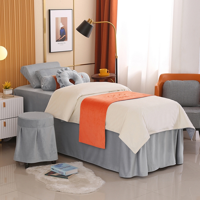 91家纺网 家纺一手货源 找家纺 琪宝阁 2024新款立丝绒美 容床罩套件-欧若拉 蓝灰