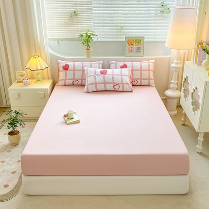 91家纺网 家纺一手货源 找家纺 雅阁尔 2024新款水洗云朵棉单品系列-床笠单件单床笠 草莓酱