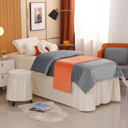 91家纺网 家纺一手货源 找家纺 琪宝阁 2024新款立丝绒美 容床罩套件-欧若拉 浅灰米色床罩