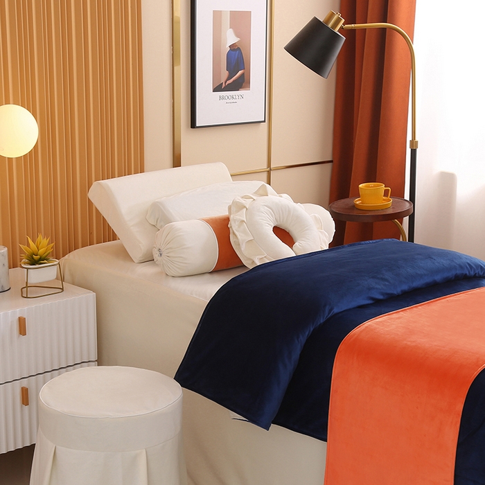 91家纺网 家纺一手货源 找家纺 琪宝阁 2024新款立丝绒美 容床罩套件-欧若拉 深蓝