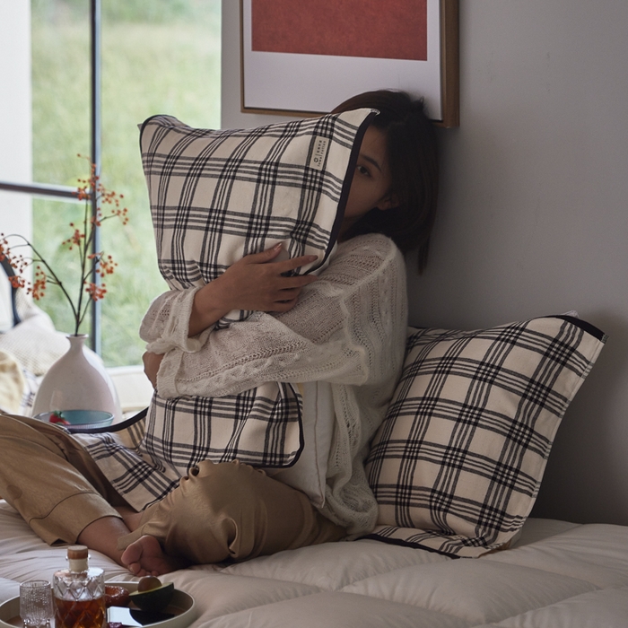 91家纺网 家纺一手货源 找家纺 爱港家纺 2024新款专版双面全棉情侣枕巾双人单人款织边枕巾 至简-白一对