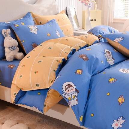 91家纺网 家纺一手货源 找家纺 （总）棉立方家纺 2023新款全棉喷气印花四件套及单品-床笠款四件套