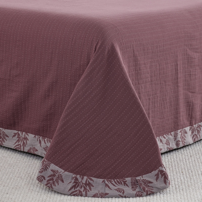 91家纺网 家纺一手货源 找家纺 鲁爱 2025新款全棉色织双层纱布流苏款四件套 扶苏-豆沙