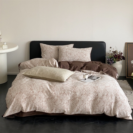 91家纺网 家纺一手货源 找家纺 赫帛 2024新款60支全棉色织提花水洗棉-七草 七草-咖色