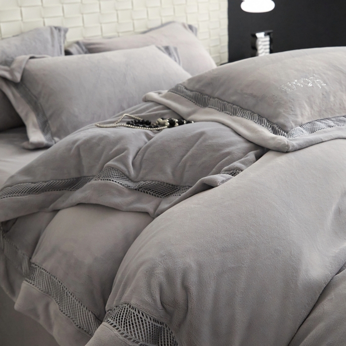 91家纺网 家纺一手货源 找家纺 榻尚 2024新款高绒公主绒四件套-低调的华丽 低调的华丽-大象灰