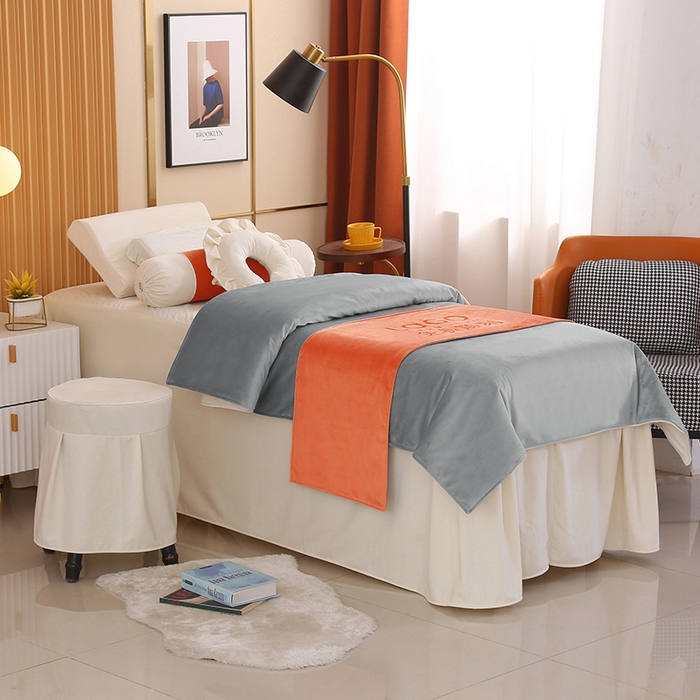 91家纺网 家纺一手货源 找家纺 琪宝阁 2024新款立丝绒美 容床罩套件-欧若拉 浅灰