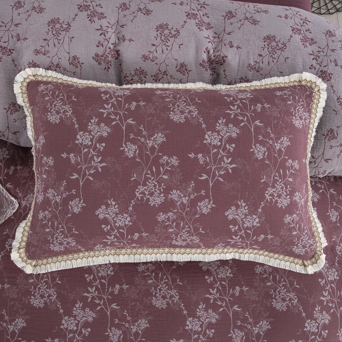 91家纺网 家纺一手货源 找家纺 鲁爱 2025新款全棉色织双层纱布流苏款四件套 惊鸿-豆沙