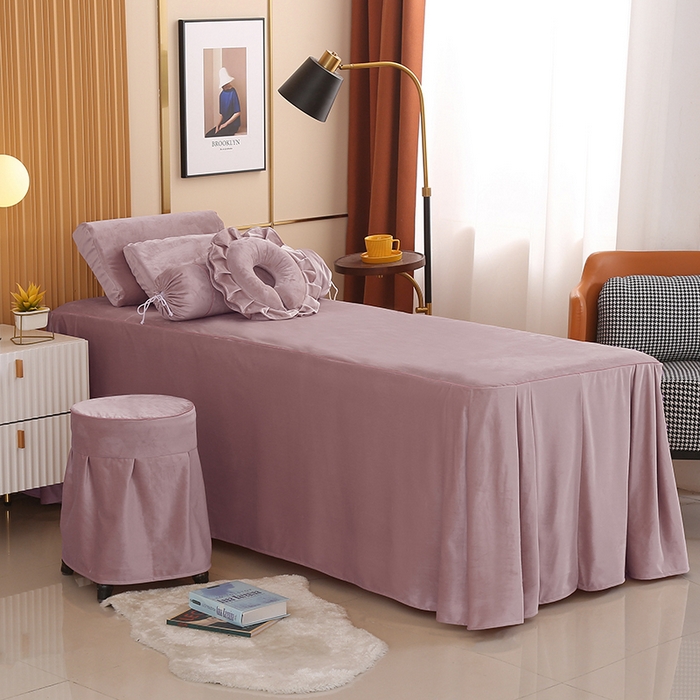 91家纺网 家纺一手货源 找家纺 琪宝阁 2024新款立丝绒美 容床罩套件-欧若拉 豆沙