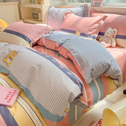 91家纺网 家纺一手货源 找家纺 （总）棉立方家纺 2023新款全棉喷气印花四件套 风格2-床笠款四件套