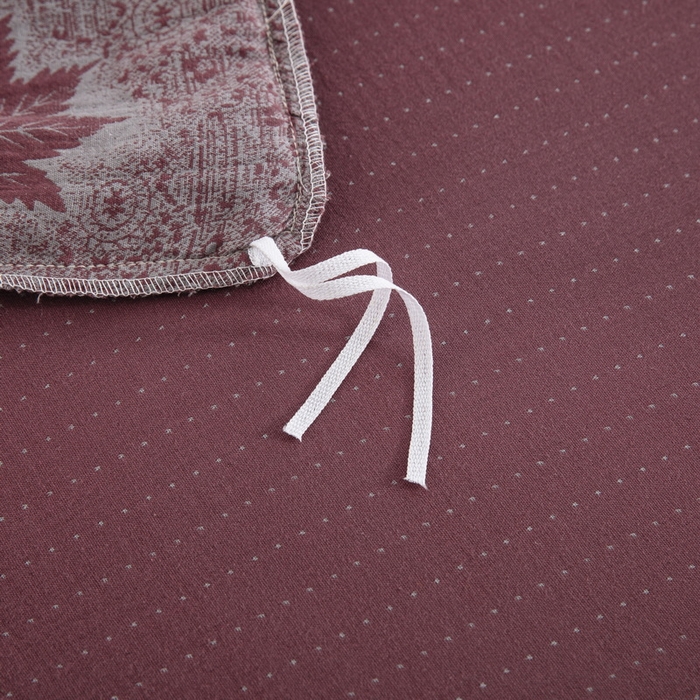 91家纺网 家纺一手货源 找家纺 鲁爱 2025新款全棉色织双层纱布流苏款四件套 秋韵-豆沙