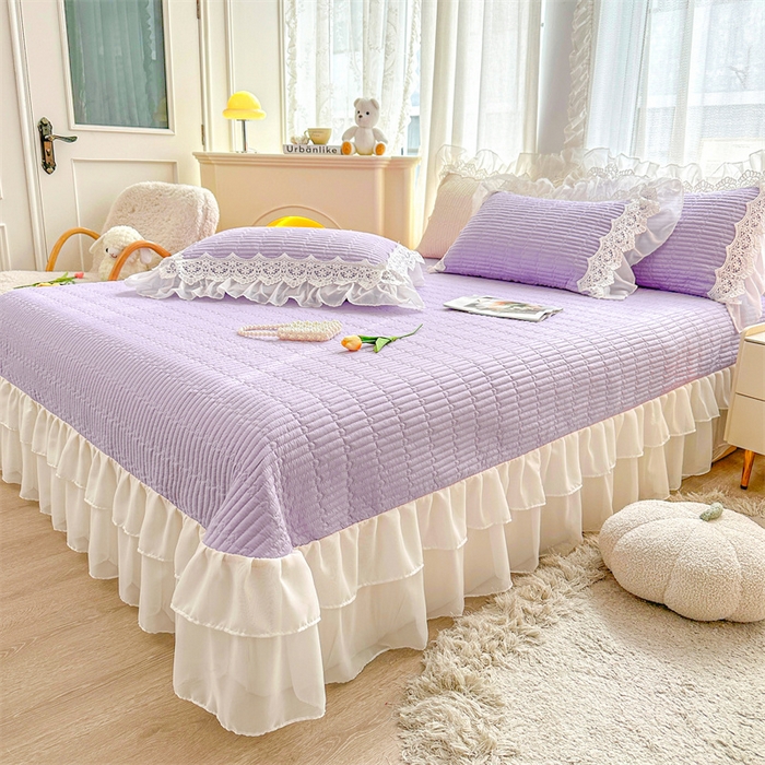 91家纺网 家纺一手货源 找家纺 虹星家纺 2024新款A类全棉夹棉床盖-洛香忆梦 洛香忆梦-优雅紫