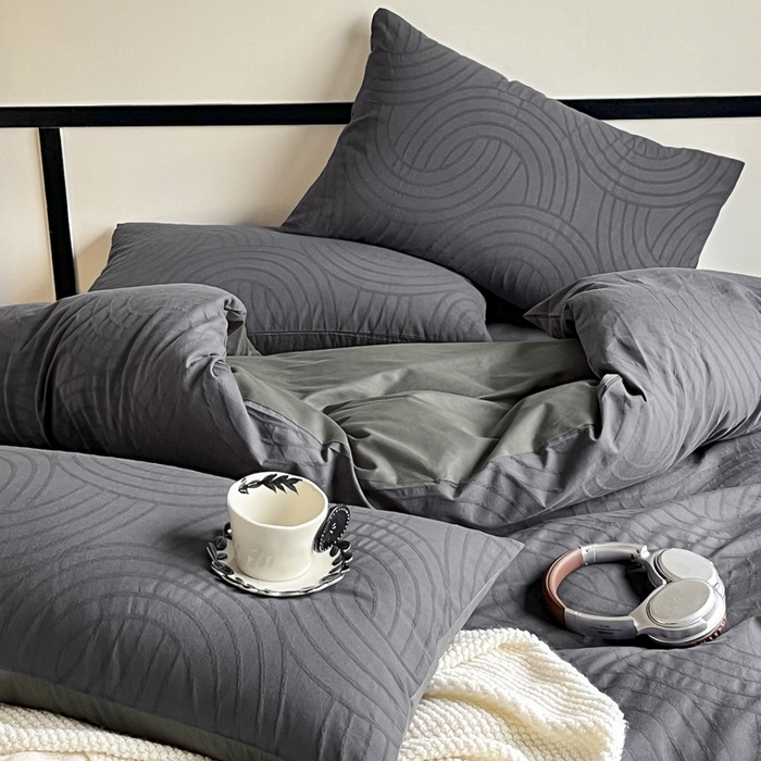 91家纺网 家纺一手货源 找家纺 雅居纺家纺 2024新款100%全棉三层纱提花四件套 圆舞曲