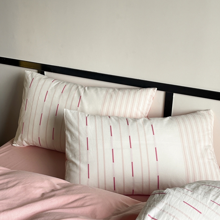 91家纺网 家纺一手货源 找家纺 雅居纺家纺 2024新款100%全棉简约提花四件套 如初-粉