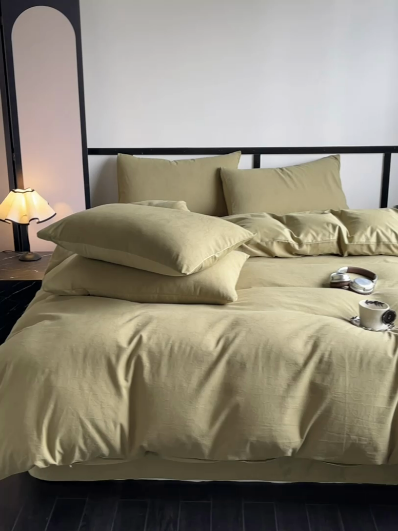 91家纺网 家纺一手货源 找家纺 雅居纺家纺 2024新款100%全棉三层纱提花四件套 花菲花