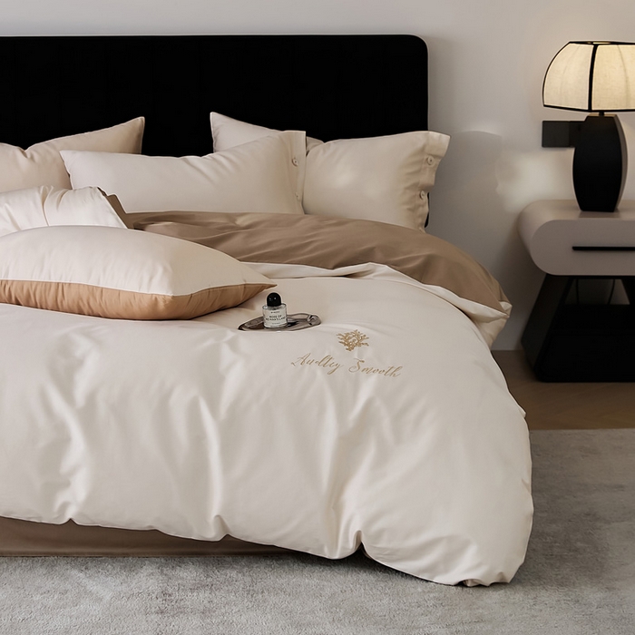 91家纺网 家纺一手货源 找家纺 2024新款60S长绒棉珊瑚绣花款四件套-告白系列（常规版） 告白-米咖